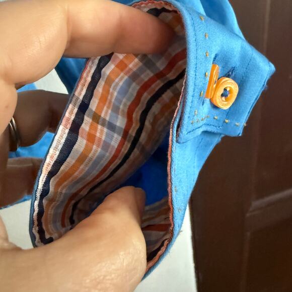 STONE ROSE Red Rivet Collection Blue Button Up Shirt Contrast Cuff | Large - Picture 5 of 8